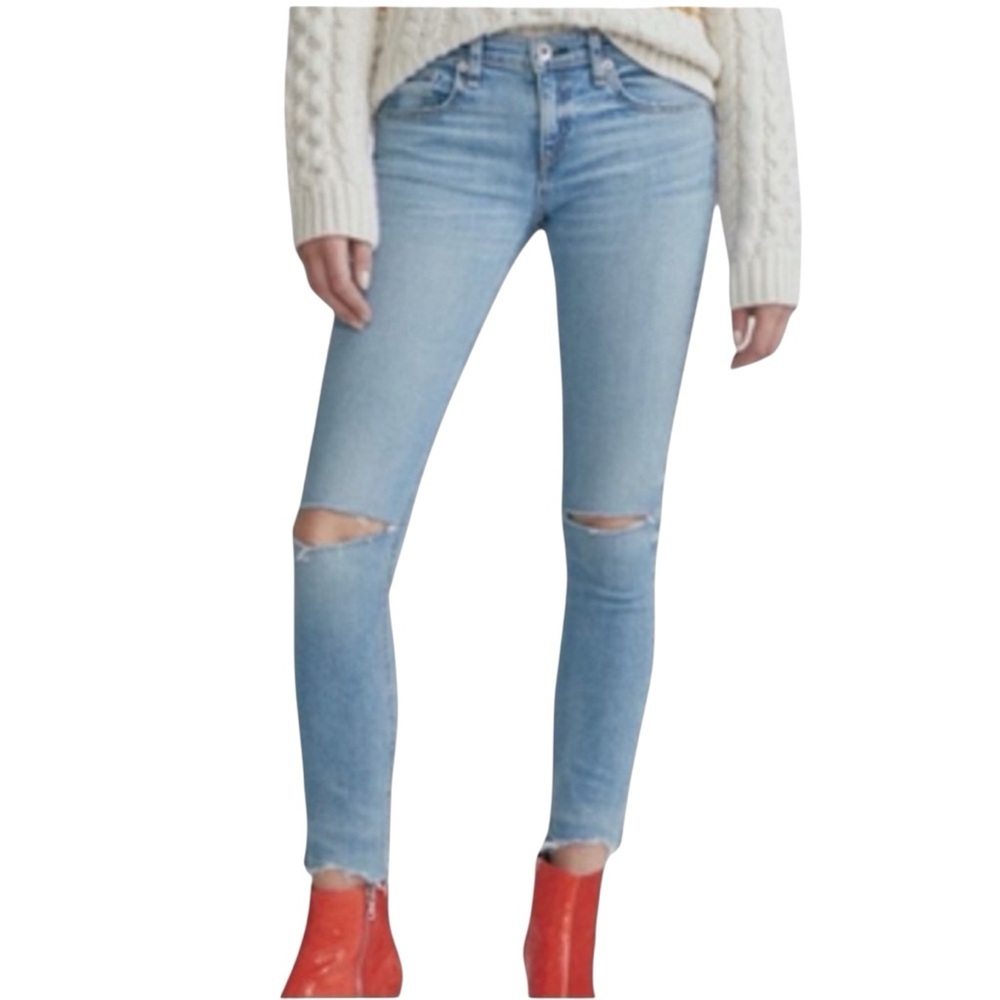 rag & bone Dre Ankle Slim Boyfriend Halsey with Holes SZ 26